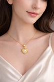 Rose Gold Plated Heart Pendant Necklace with Pearl Center