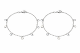 925 Sterling Silver Leaf Charm Anklet for Women