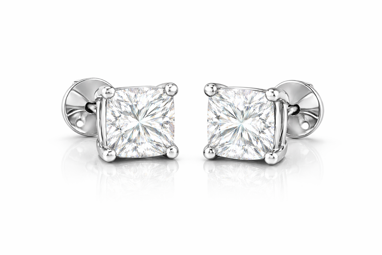 925 Sterling Silver Princess Cut Solitaire Stud Earrings for Women | Square CZ Diamond Earrings | Zaviraa