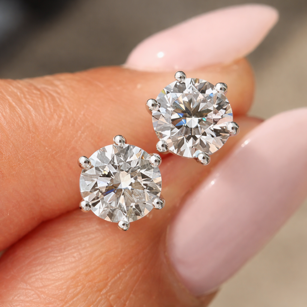 925 Sterling Silver Solitaire Stud Earrings for Women | Classic Round CZ Diamond Earrings | Zaviraa