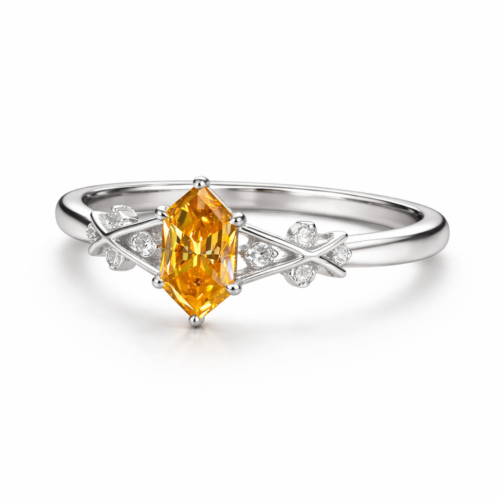 Champagne Moissanite Engagement Ring Marquise Cut 