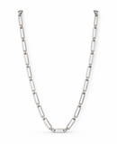 Men’s 925 Sterling Silver Elongated Link Chain | Modern Rectangular Silver Chain for Men