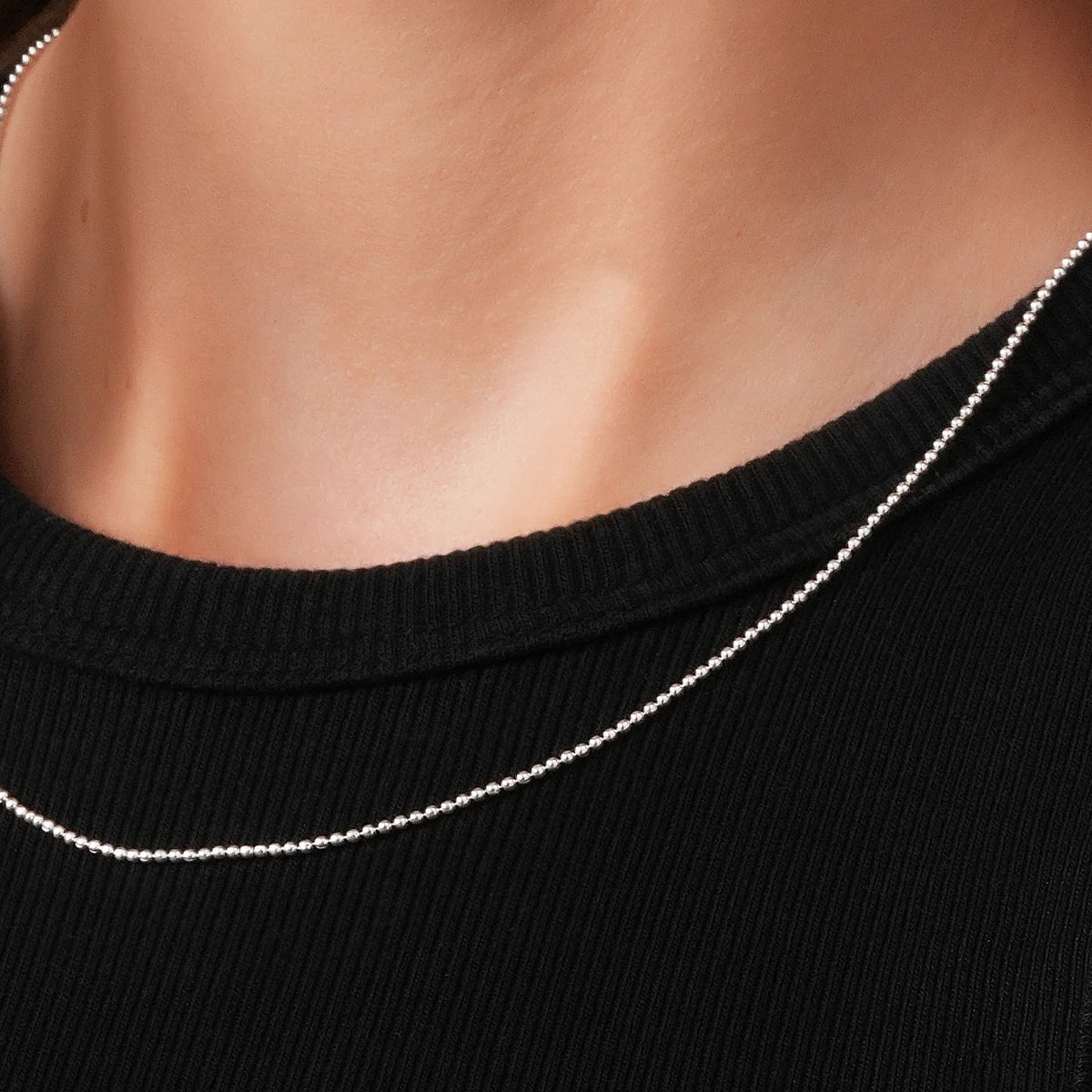 925 Sterling Silver Ball Bead Chain Necklace – Minimal Bead Silver Chain for Women & Men | Zaviraa