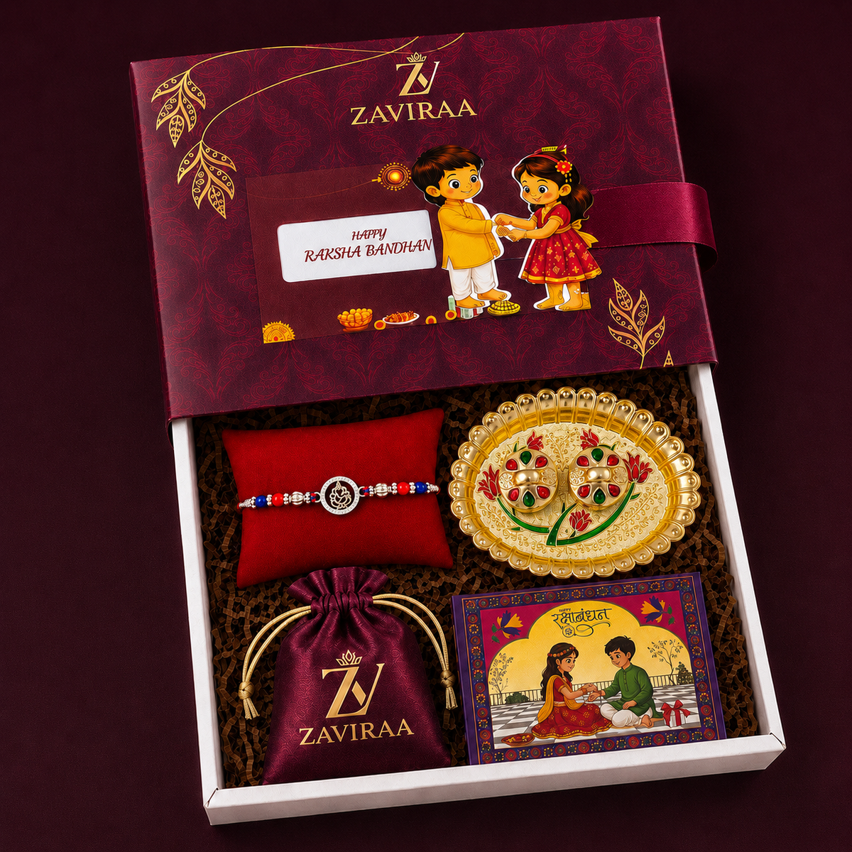 Ganesha Rakhi Hamper | Premium 925 Silver Divine GANESHA Rakhi Hamper |Bestseller Special Silver Rakhi Hamper For This Rakshabandhan