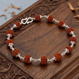 Zaviraa 925 Sterling Silver Rudraksha Bracelet for Men & Boys | 6.5MM Natural Rudraksh Beads | Pure Chandi Spiritual Daily Wear Jewellery
