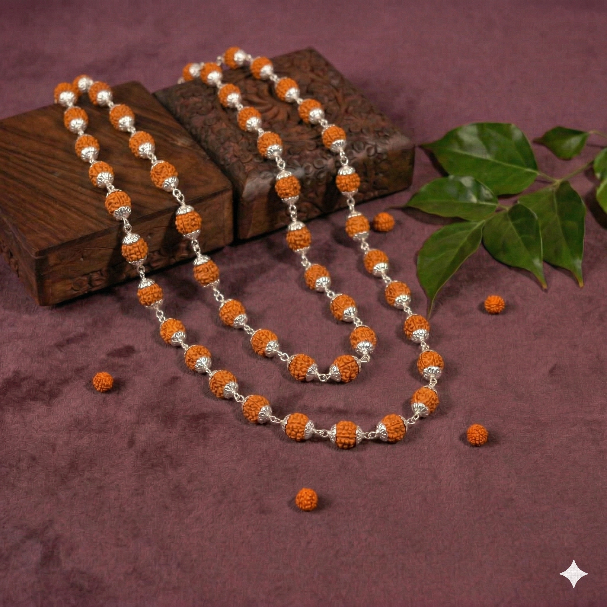 Zaviraa 925 Silver Rudraksha Mala (5.5MM Beads) | Delicate Natural Rudraksh Necklace for Men & Women | Pure Chandi Spiritual Jewellery | Minimal Daily Wear