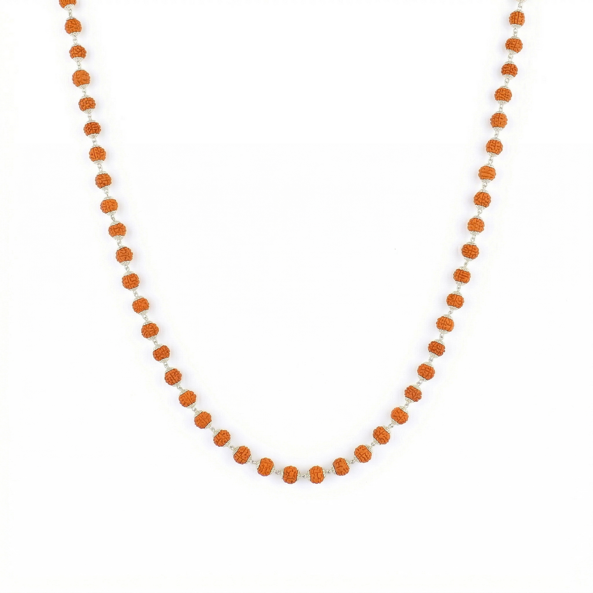 Zaviraa 925 Silver Rudraksha Mala (5.5MM Beads) | Delicate Natural Rudraksh Necklace for Men & Women | Pure Chandi Spiritual Jewellery | Minimal Daily Wear