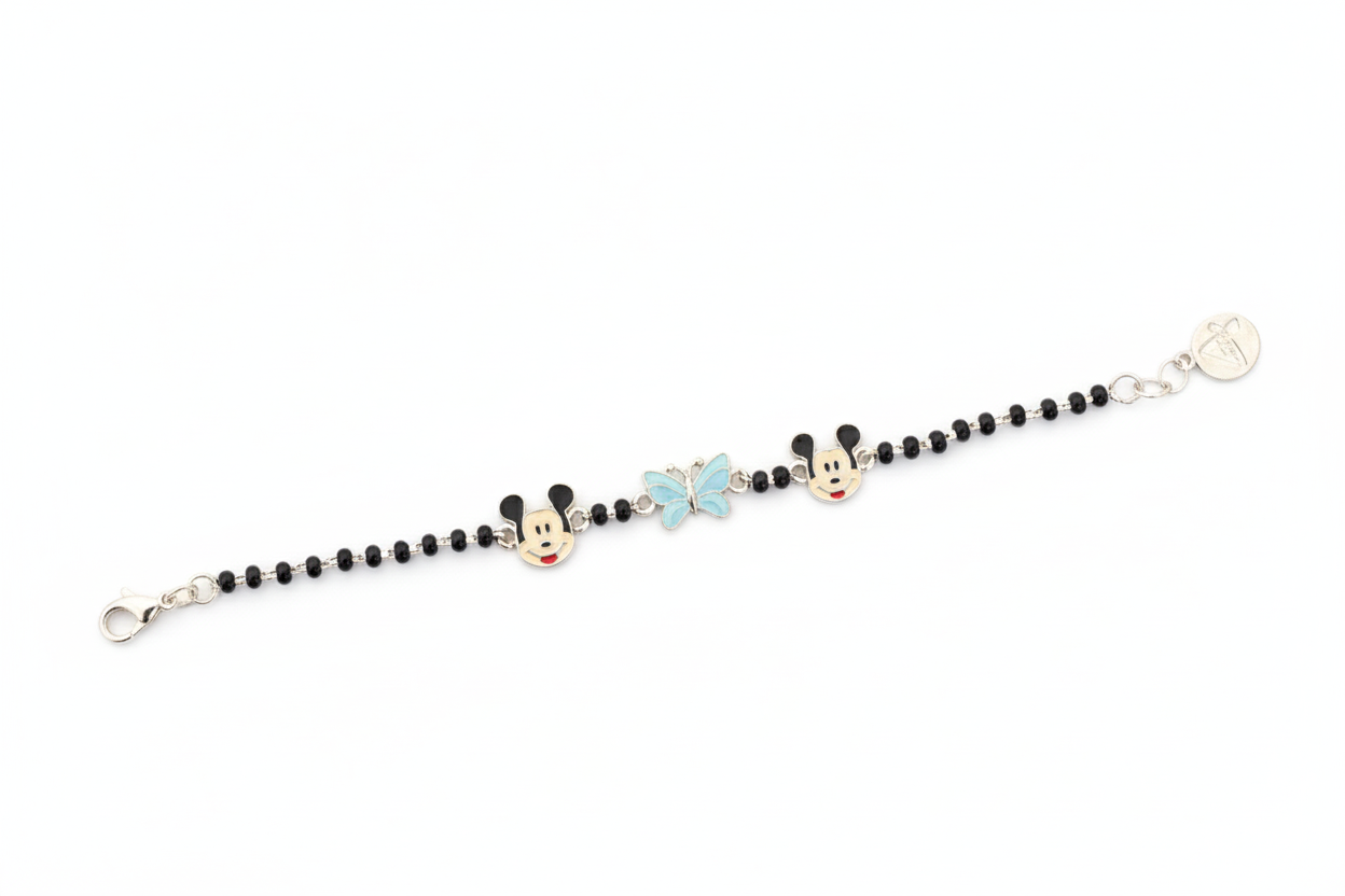 Kids Sterling Silver Nazariya Bracelet with Butterfly & Cartoon Charms