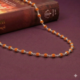 Zaviraa 925 Silver Rudraksha Mala (5.5MM Beads) | Delicate Natural Rudraksh Necklace for Men & Women | Pure Chandi Spiritual Jewellery | Minimal Daily Wear