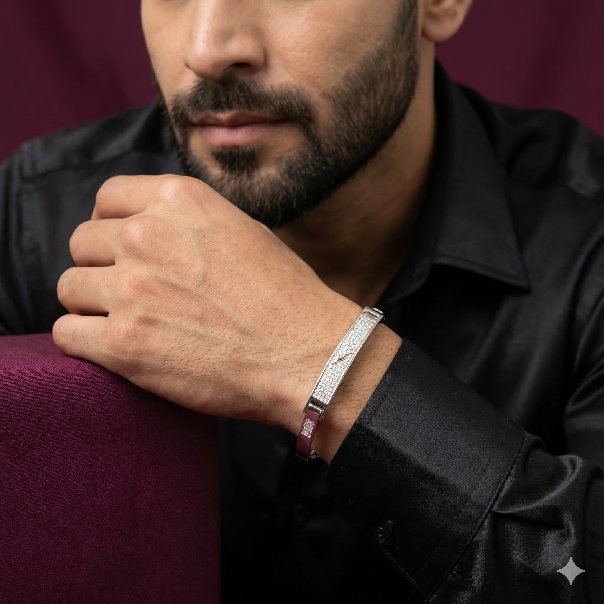 925 Sterling Silver CZ Designer Kada for Men | Premium Silver Bracelet