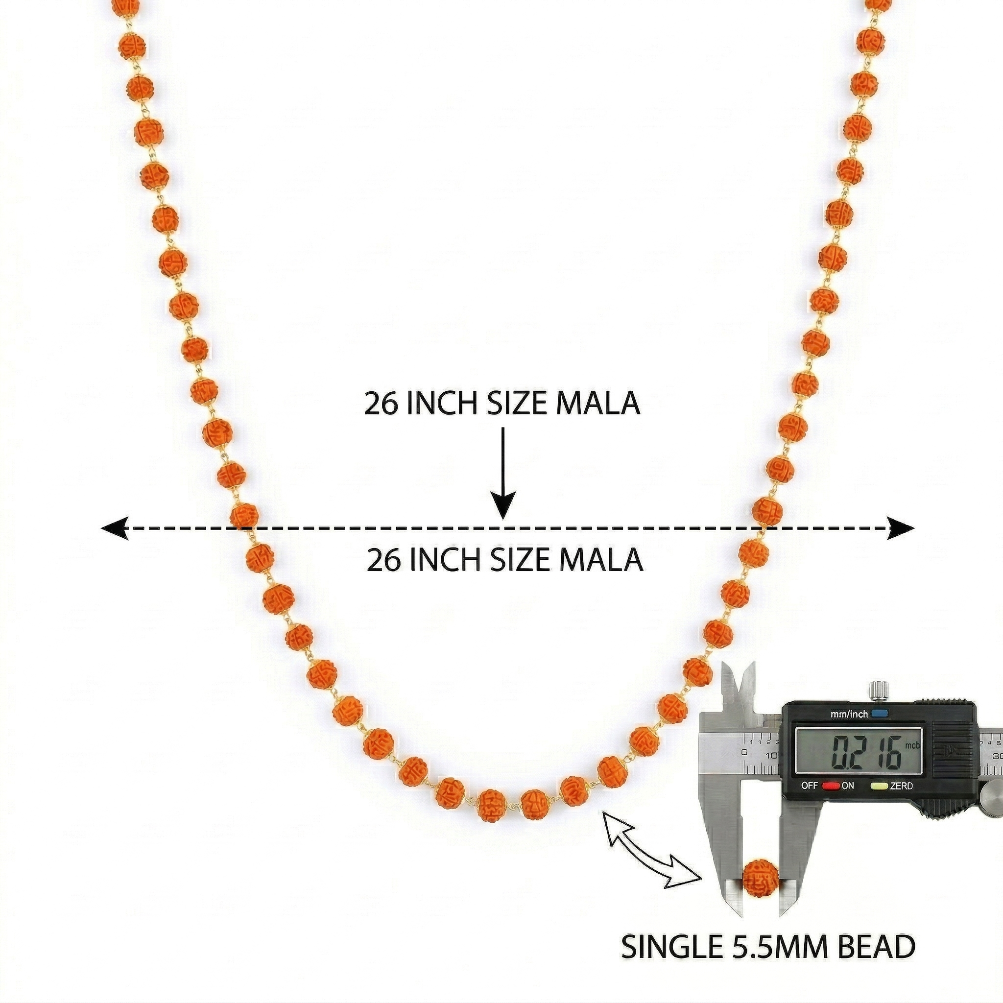 Zaviraa 925 Silver Rudraksha Mala (5.5MM Beads) | Delicate Natural Rudraksh Necklace for Men & Women | Pure Chandi Spiritual Jewellery | Minimal Daily Wear