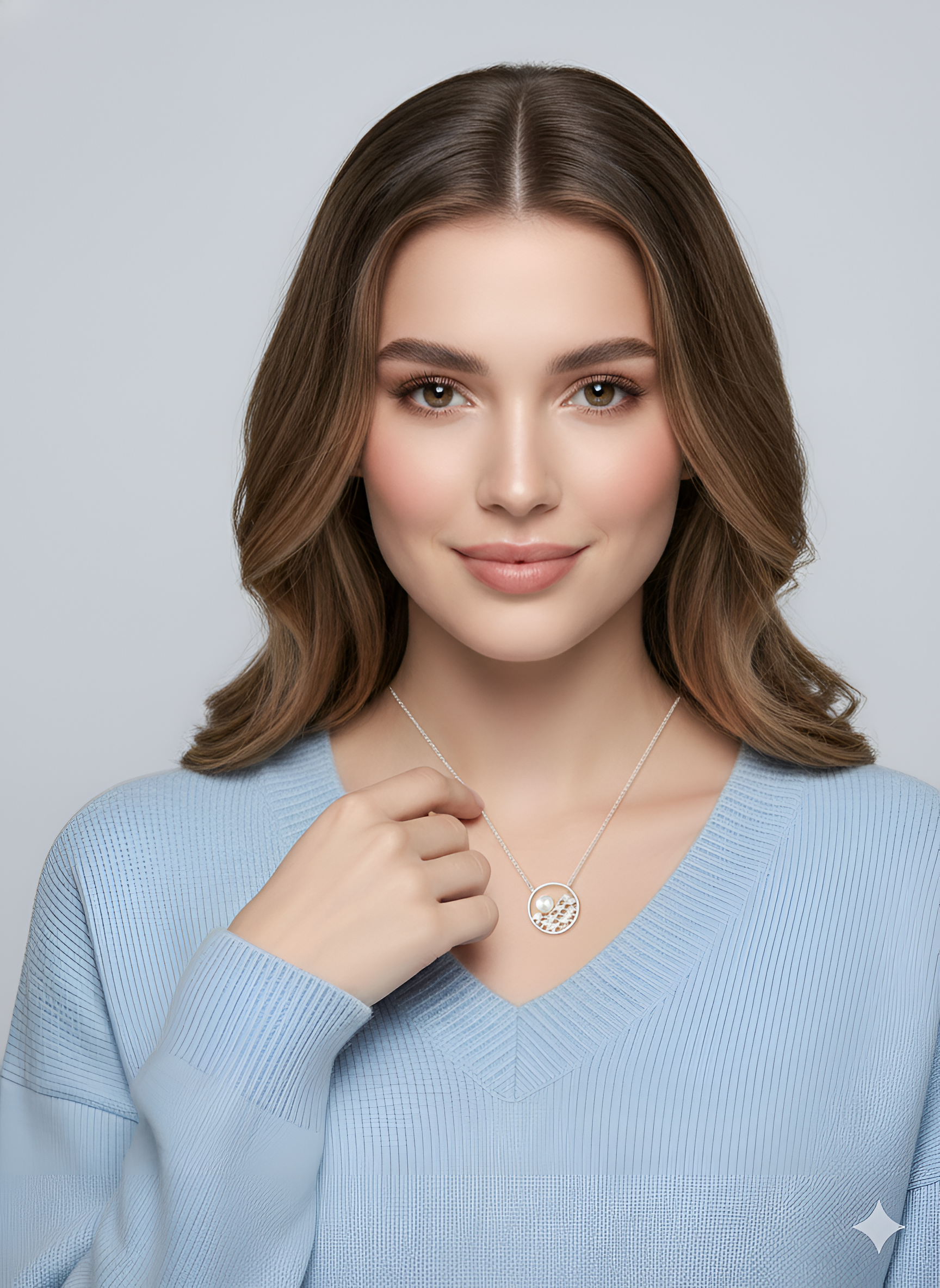 925 Sterling Silver Pearl Circle Pendant Necklace & Drop Earrings Set