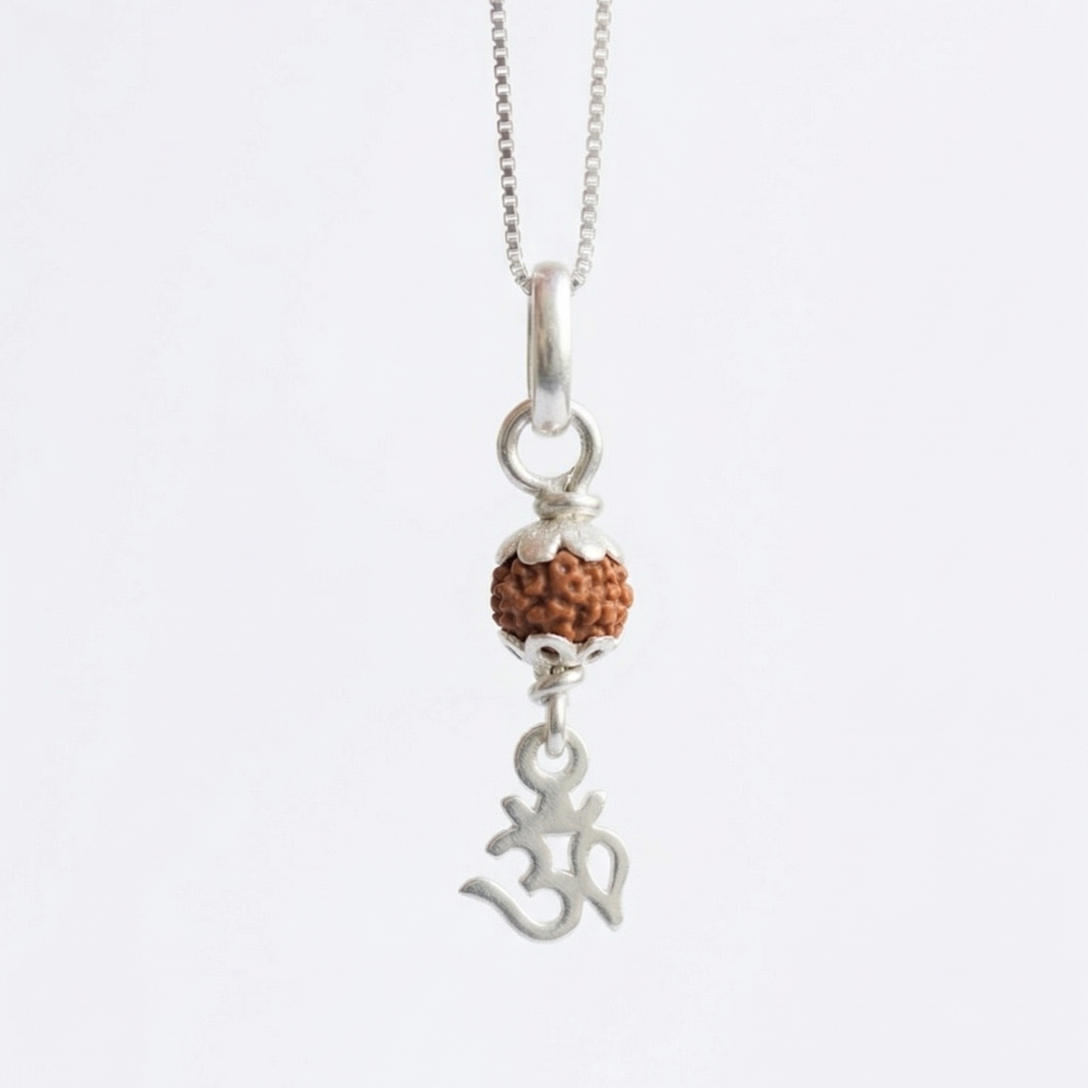Zaviraa 925 Sterling Silver Rudraksha Pendant for Men & Women | Natural Rudraksh with Silver Cap | Pure Chandi Spiritual Jewellery | Pendant Only & Chain Options