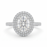 Zaviraa Rose Cut Oval Moissanite Halo Engagement Ring for Women – 925 Sterling Silver Vintage Antique Style Ring | Elegant Proposal Ring