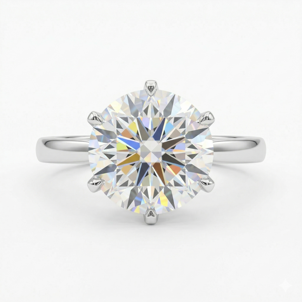 Zaviraa 6.50 CT Portuguese Cut Moissanite Engagement Ring for Women – 925 Sterling Silver Solitaire Ring with Six Claw Tulip Setting | Luxury Proposal Ring