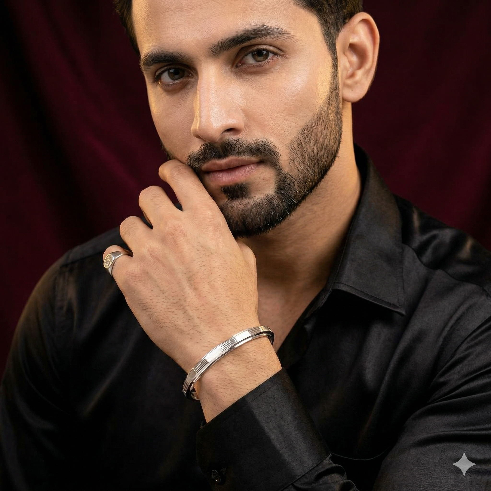 Men’s 925 Sterling Silver Minimal Segmented Kada | Sleek Designer Bracelet for Men