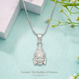 Zaviraa 925 Sterling Silver Serene Lord Buddha Pendant with Adjustable Box Chain