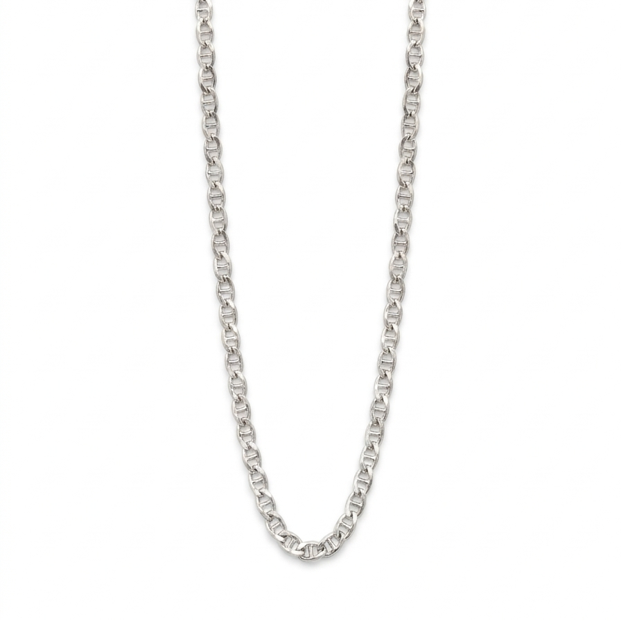 Men’s 925 Sterling Silver Curb Link Chain | Classic Flat Silver Chain