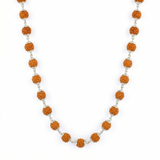 Zaviraa 925 Sterling Silver Rudraksha Mala (5MM Beads) | Ultra Minimal Natural Rudraksh Necklace for Men & Women | Pure Chandi Spiritual Jewellery | Everyday Wear