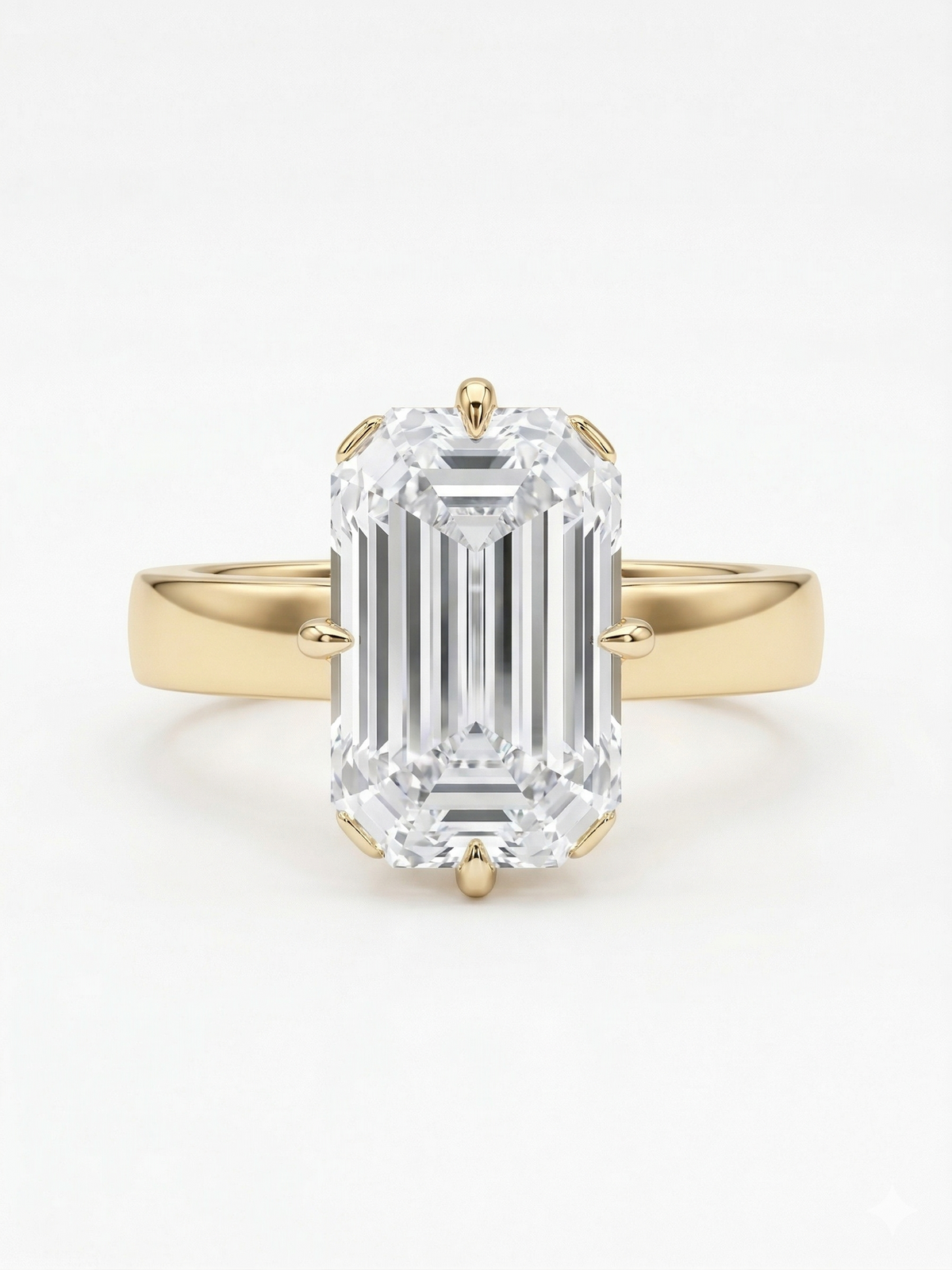 Zaviraa 6.50 CT Old Mine Emerald Cut Moissanite Engagement Ring for Women – 925 Sterling Silver Thick Band Solitaire Ring | Krupp Cut Celebrity Style Ring