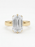 Zaviraa 6.50 CT Old Mine Emerald Cut Moissanite Engagement Ring for Women – 925 Sterling Silver Thick Band Solitaire Ring | Krupp Cut Celebrity Style Ring