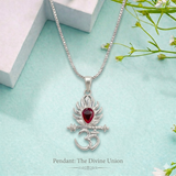 Zaviraa 925 Sterling Silver Om & Krishna Flute Pendant with Red Stone & Box Chain