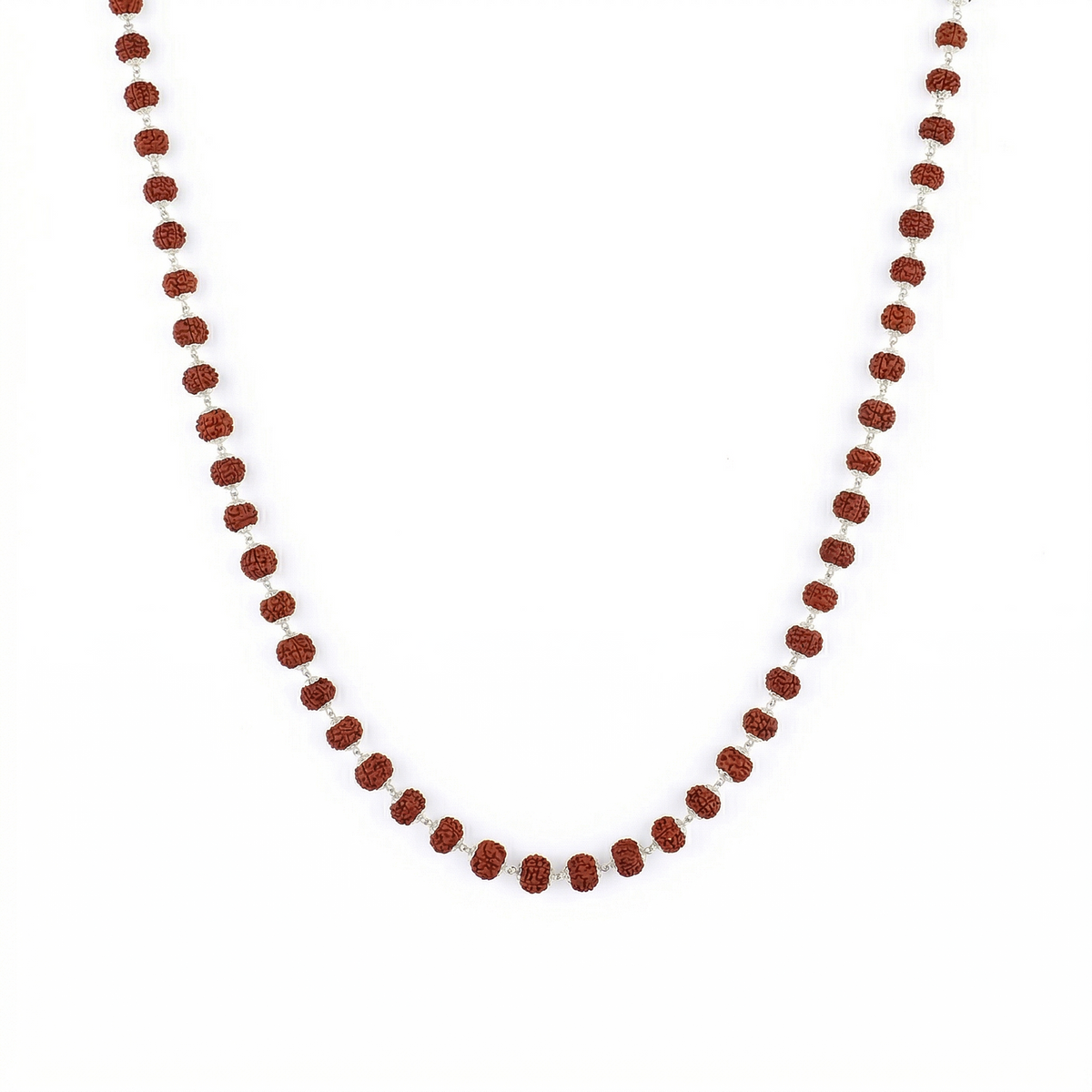 Zaviraa 925 Sterling Silver Rudraksha Mala (8MM Beads) | Natural Rudraksh Chain Mala for Men & Women | Pure Chandi Spiritual Necklace | Daily Wear & Meditation Jewellery