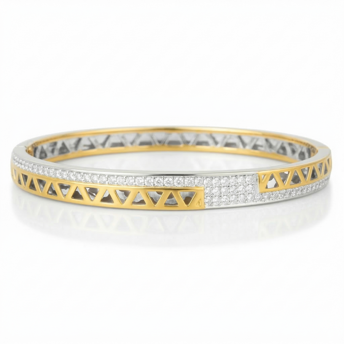 925 Sterling Silver Two Tone CZ Kada for Men | Designer Silver Bracelet