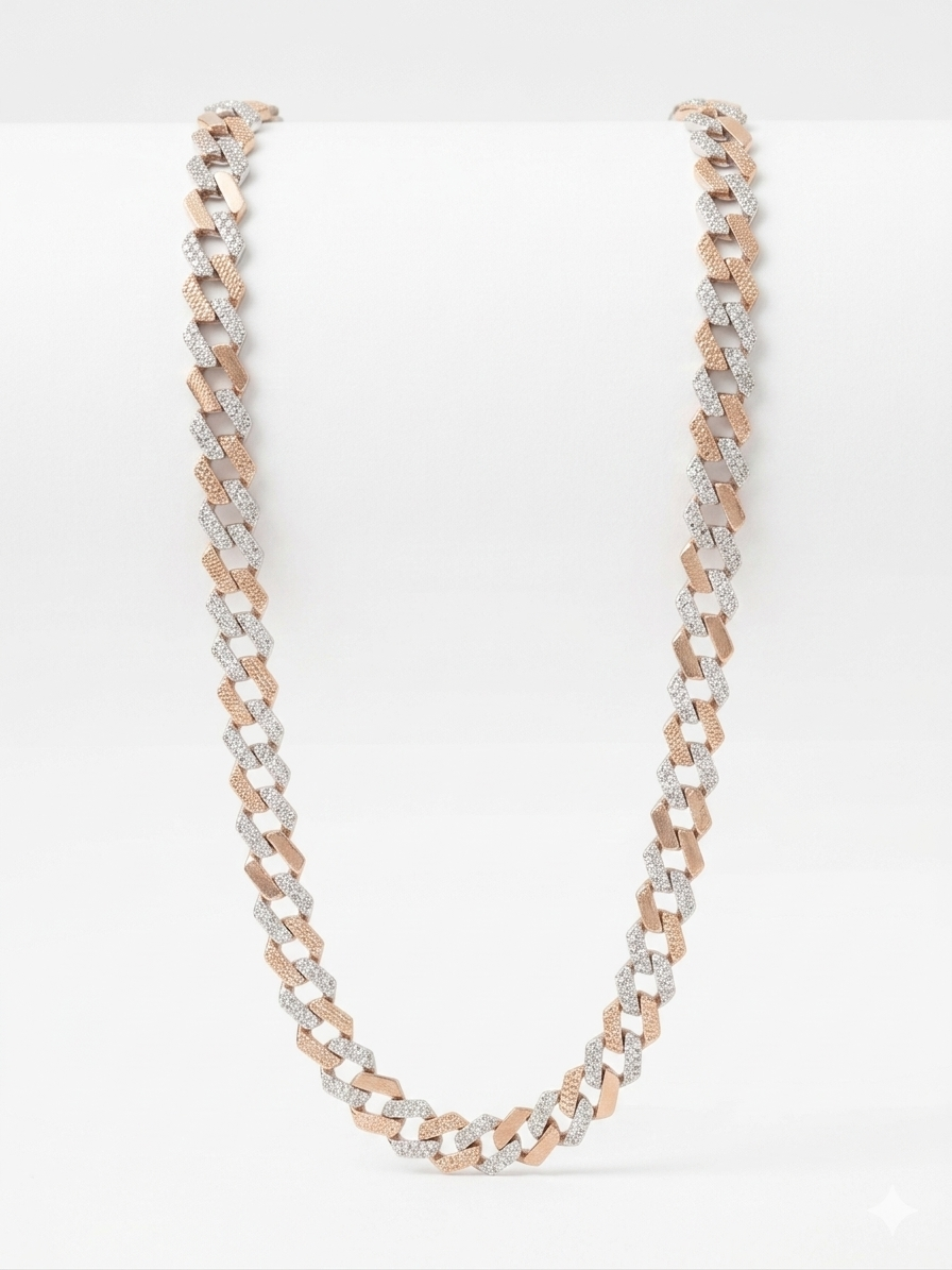 Men’s Two-Tone Cuban Chain in 925 Sterling Silver | Gold & Silver Finish Statement Chain