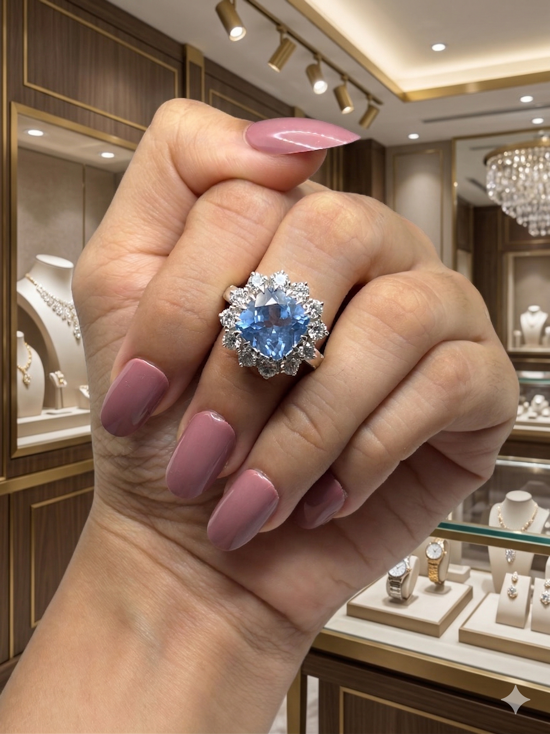 Zaviraa Cushion Cut Aquamarine Halo Engagement Ring for Women – 925 Sterling Silver Vintage Victorian Art Deco Ring with Moissanite Accents