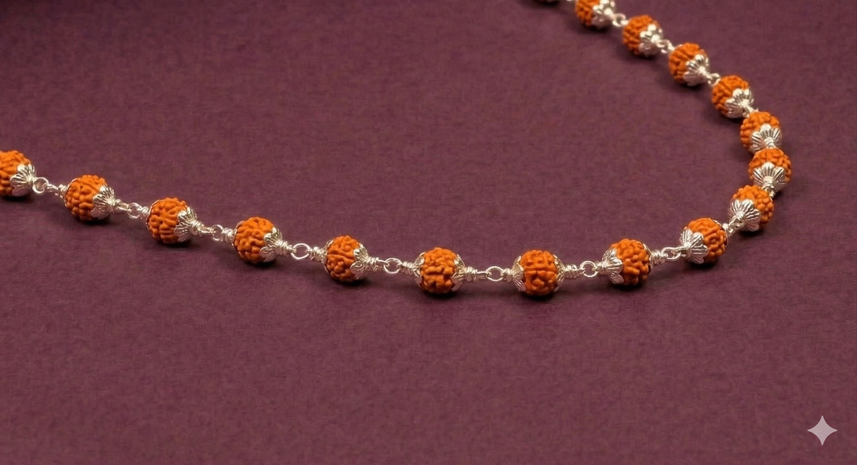 Zaviraa 925 Silver Rudraksha Mala (5.5MM Beads) | Delicate Natural Rudraksh Necklace for Men & Women | Pure Chandi Spiritual Jewellery | Minimal Daily Wear