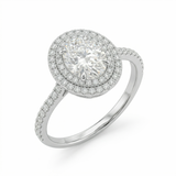 Zaviraa Rose Cut Oval Moissanite Halo Engagement Ring for Women – 925 Sterling Silver Vintage Antique Style Ring | Elegant Proposal Ring