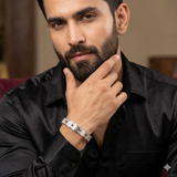 925 Sterling Silver Om CZ Designer Kada for Men | Spiritual Silver Bracelet