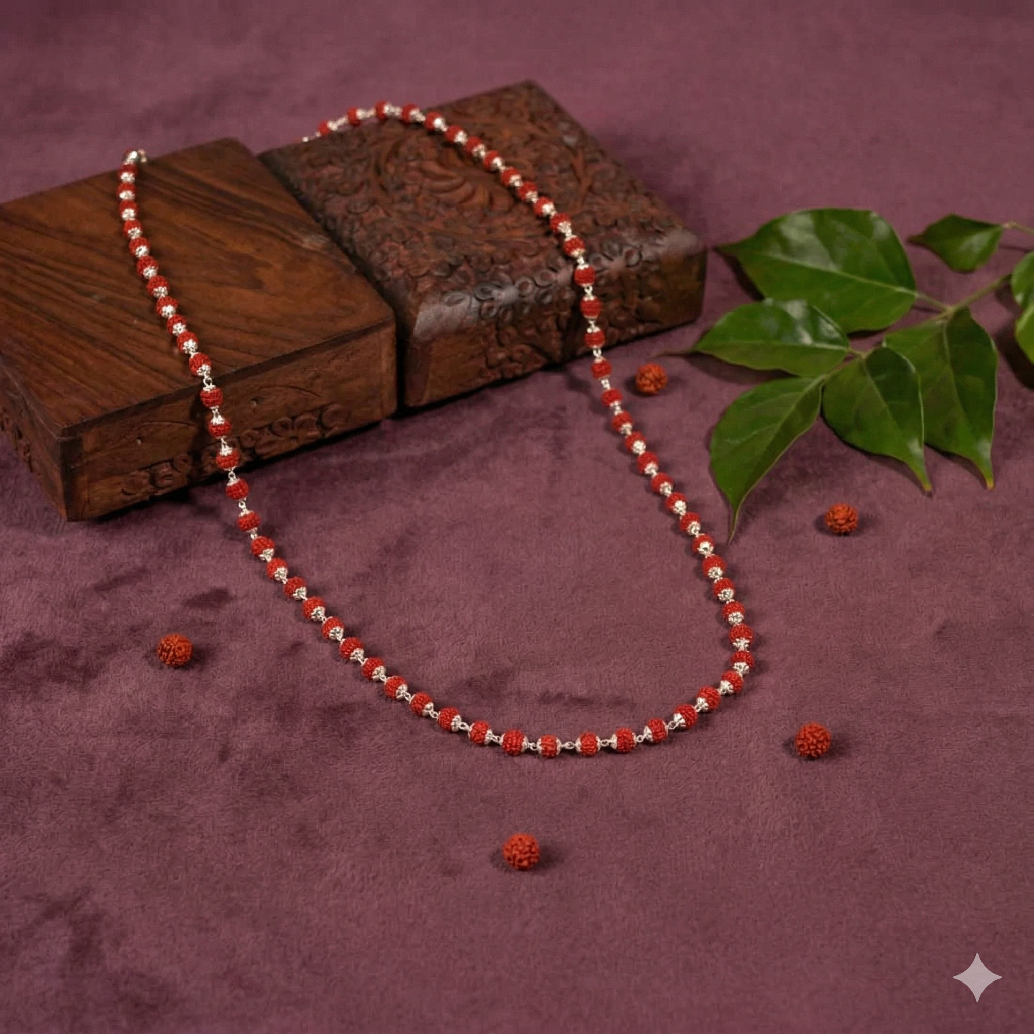 Zaviraa 925 Sterling Silver Rudraksha Mala (8MM Beads) | Natural Rudraksh Chain Mala for Men & Women | Pure Chandi Spiritual Necklace | Daily Wear & Meditation Jewellery