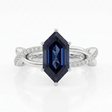 Zaviraa 2.00 CT Royal Dark Blue Dutch Marquise Moissanite Engagement Ring for Women – 925 Sterling Silver Finish Twisted Shank Pave Set Proposal Ring