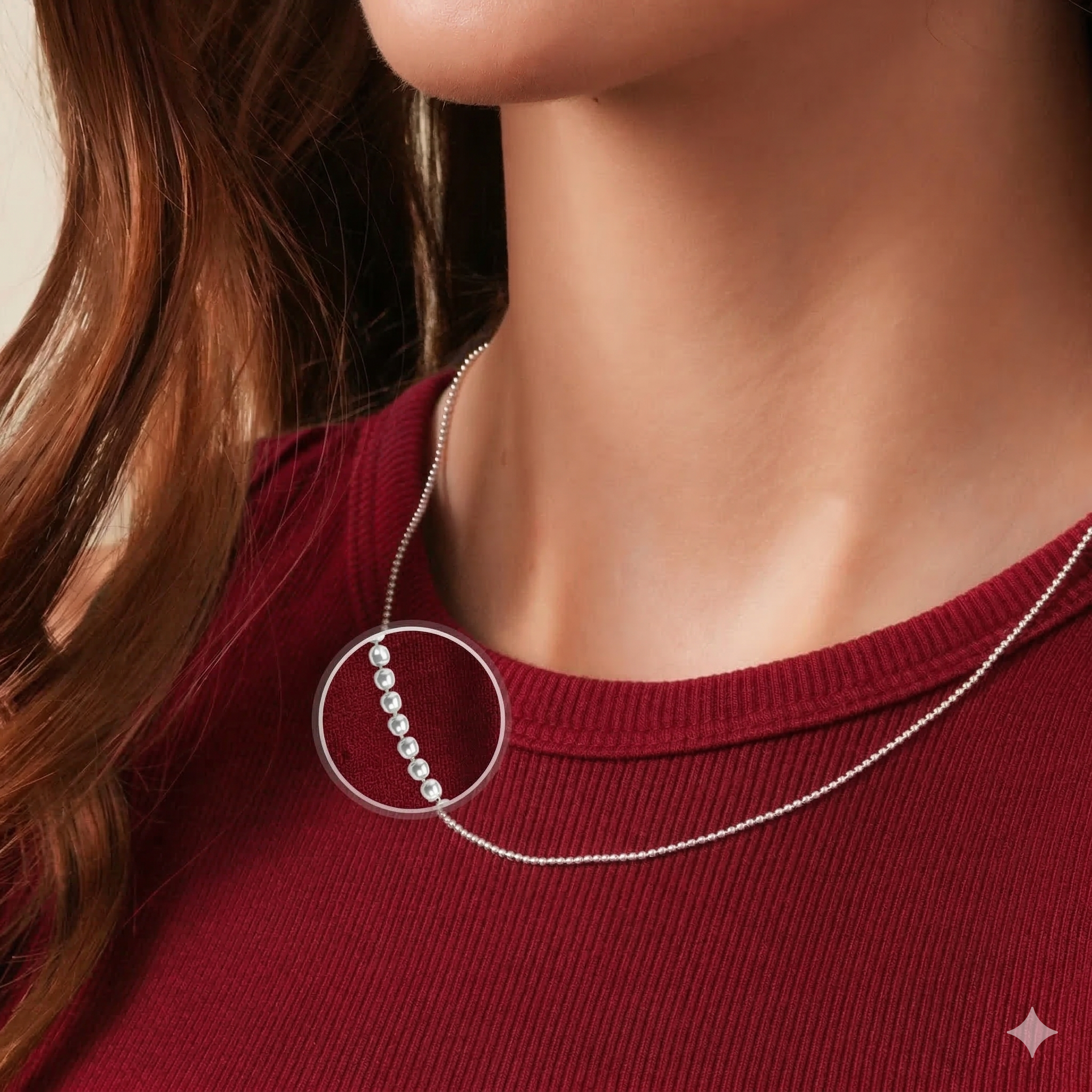 925 Sterling Silver Ball Bead Chain Necklace – Minimal Bead Silver Chain for Women & Men | Zaviraa