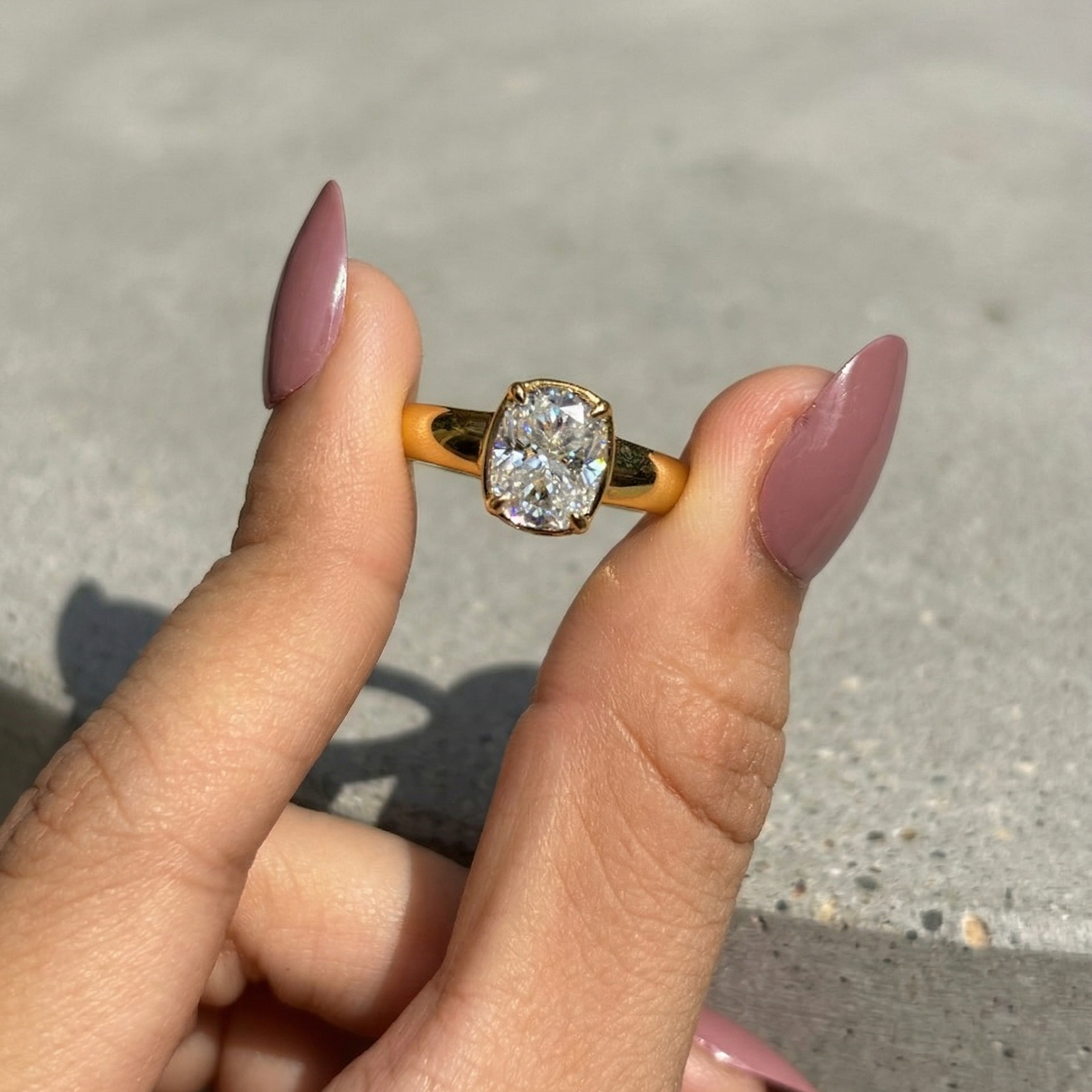 Zaviraa 2.50 CT Cushion Cut Moissanite Engagement Ring for Women – 925 Sterling Silver Yellow Gold Finish Vintage Georgian Style Thick Band Proposal Ring