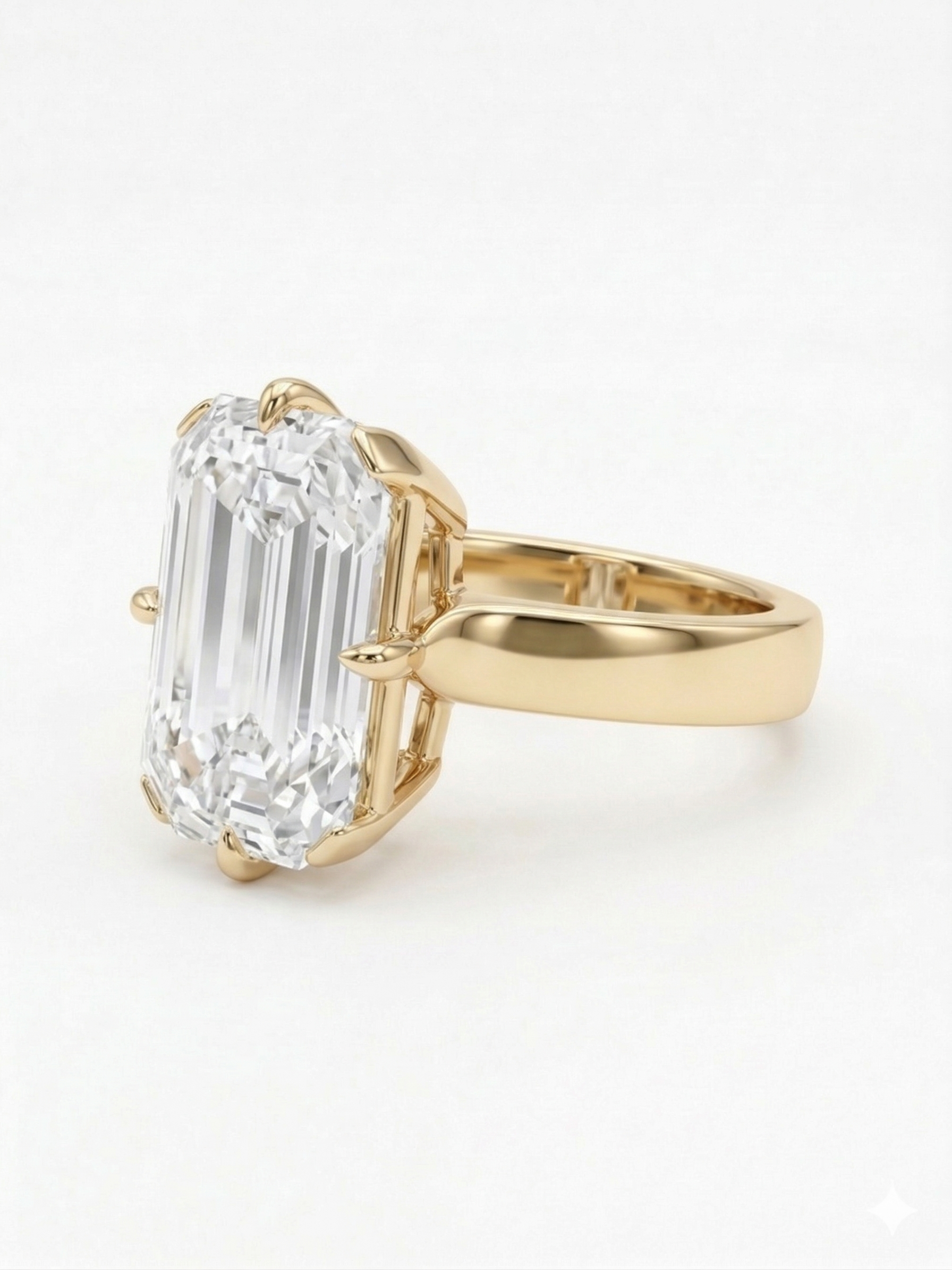 Zaviraa 6.50 CT Old Mine Emerald Cut Moissanite Engagement Ring for Women – 925 Sterling Silver Thick Band Solitaire Ring | Krupp Cut Celebrity Style Ring