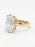 Zaviraa 6.50 CT Old Mine Emerald Cut Moissanite Engagement Ring for Women – 925 Sterling Silver Thick Band Solitaire Ring | Krupp Cut Celebrity Style Ring