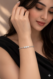 Sterling Silver Triple CZ Circle Bracelet Kada for Women