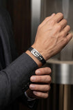 Geometric Square Design Stretchable Black Band | 925 Sterling Silver Men’s Bracelet | Zaviraa