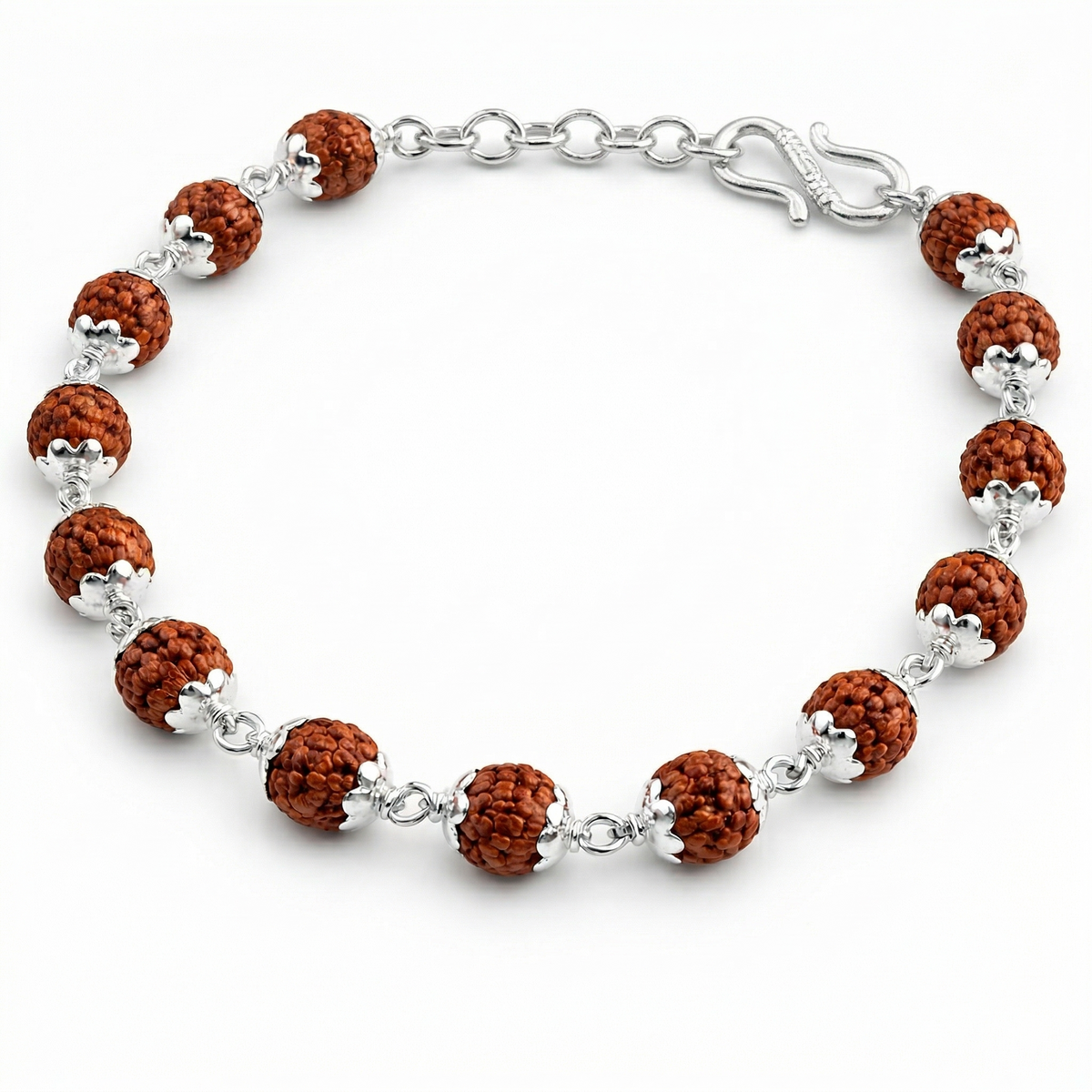 Rudraksha Silver Bracelet for Men and Boys (6.5MM) | Zaviraa