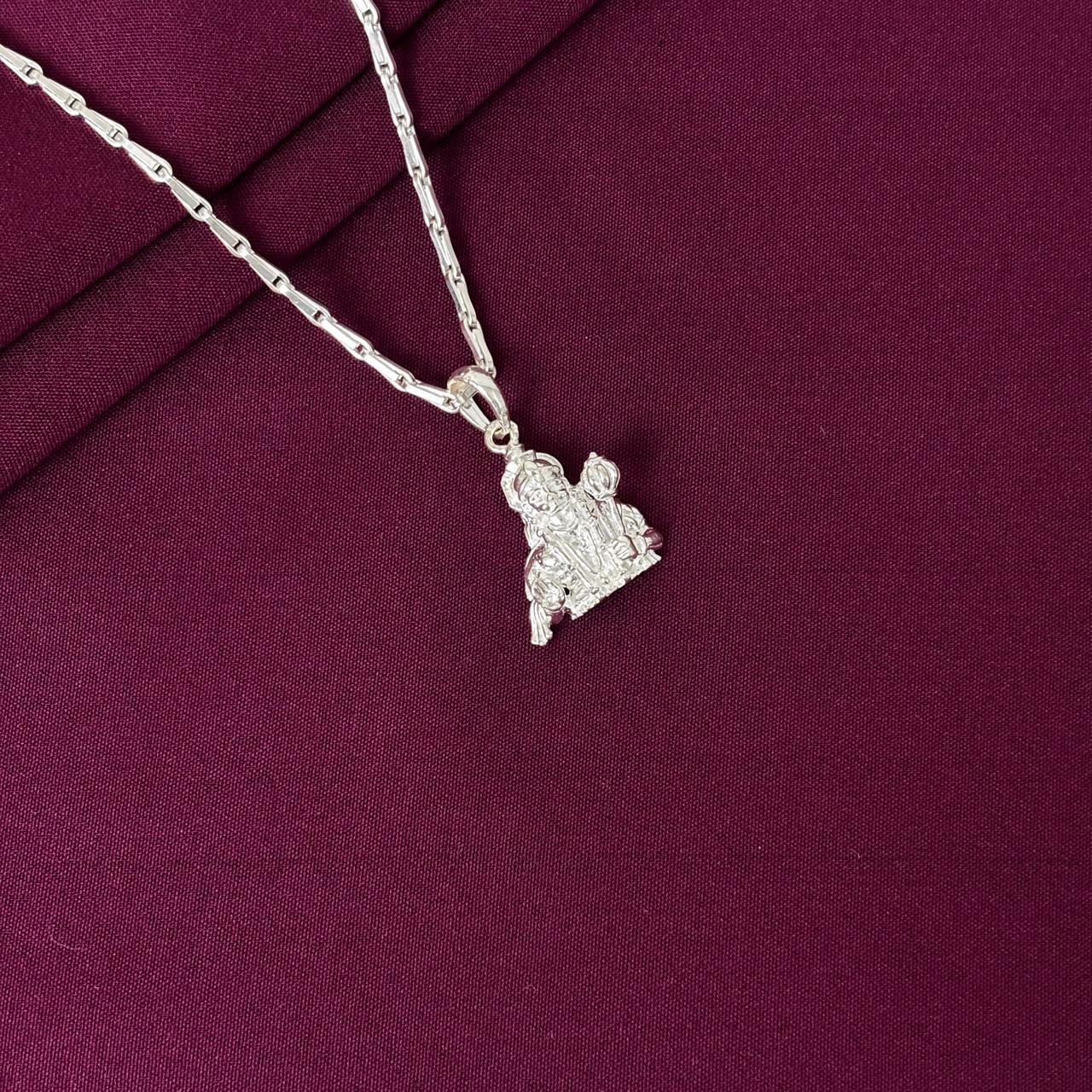 Men's 925 Silver Hanuman Ji Pendant Chain Necklace | Zaviraa