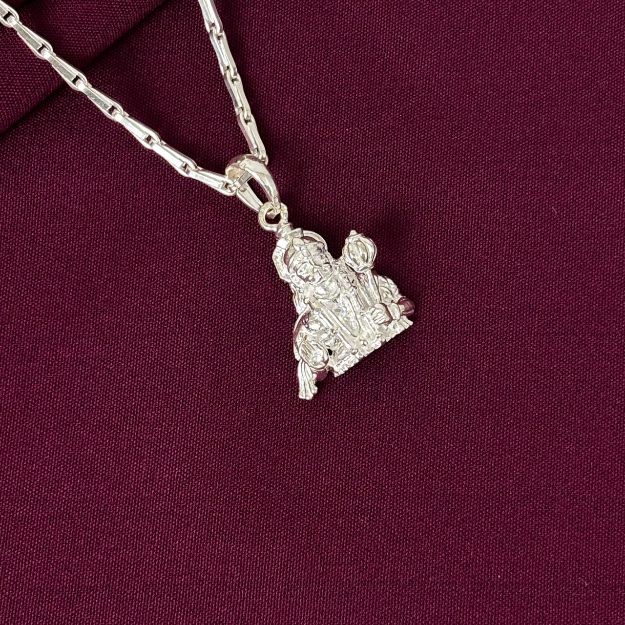 Men's 925 Silver Hanuman Ji Pendant Chain Necklace | Zaviraa