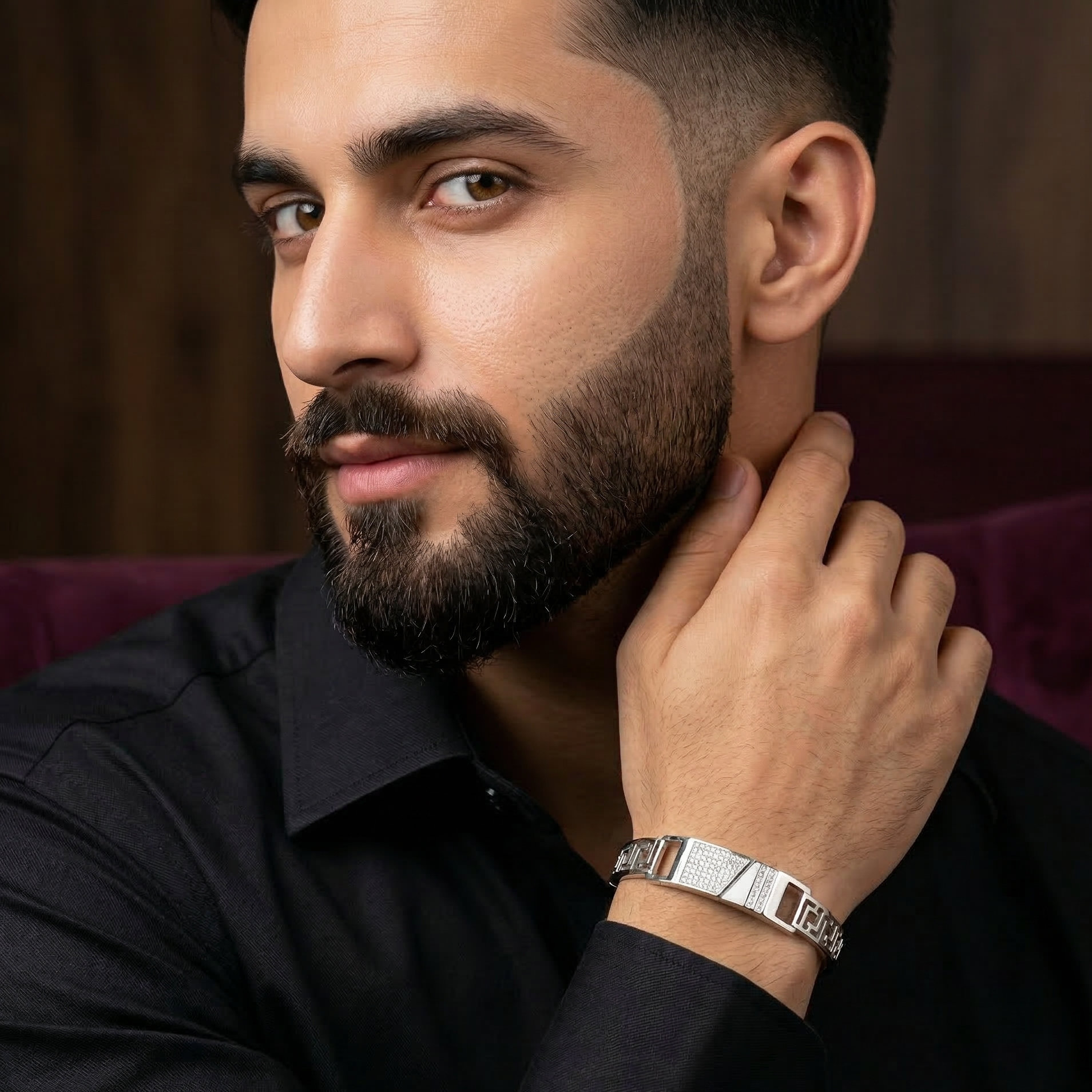 Gents Silver Cz Geometric kada Zaviraa 2
