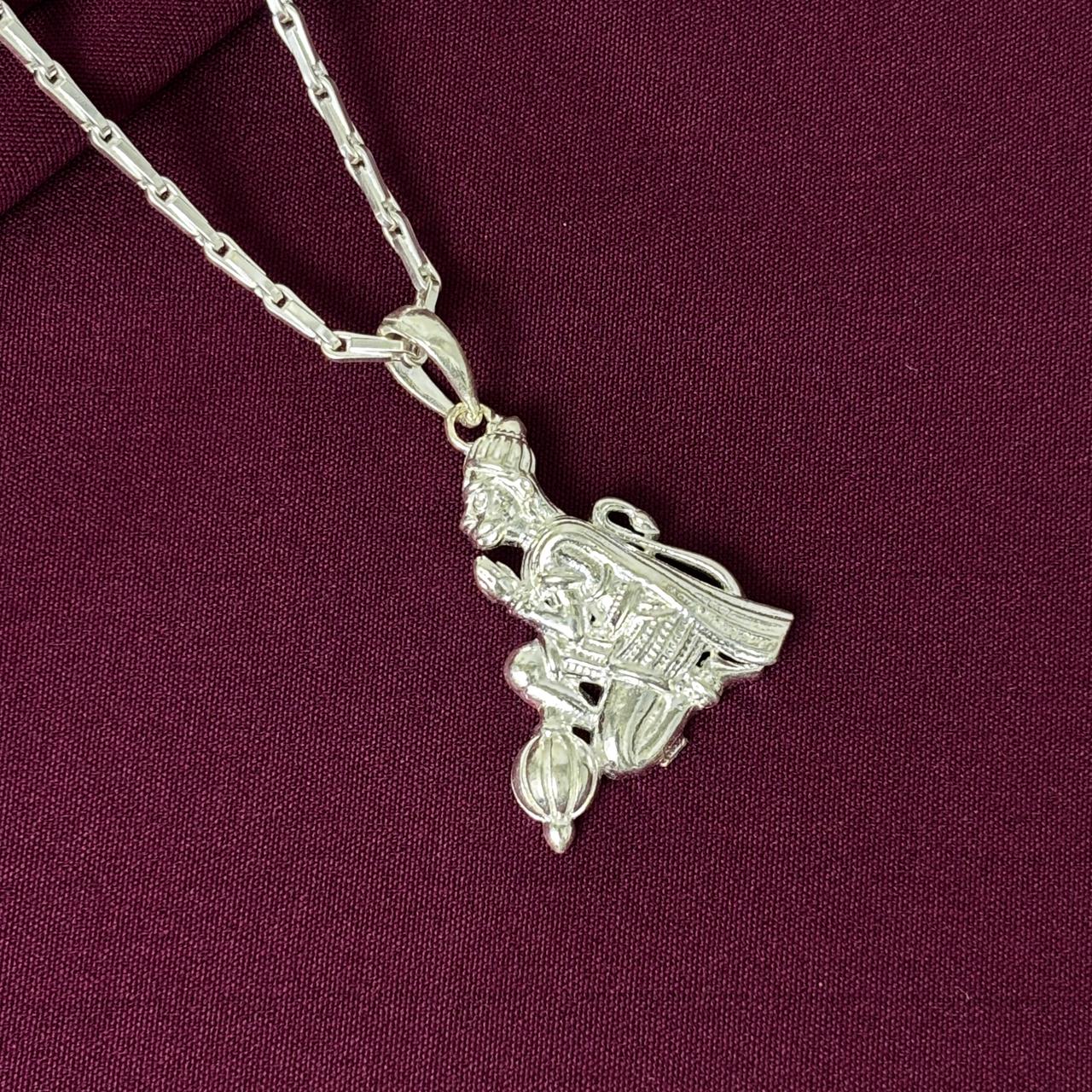 Men's 925 Silver Hanuman Pendant Chain Necklace | Zaviraa