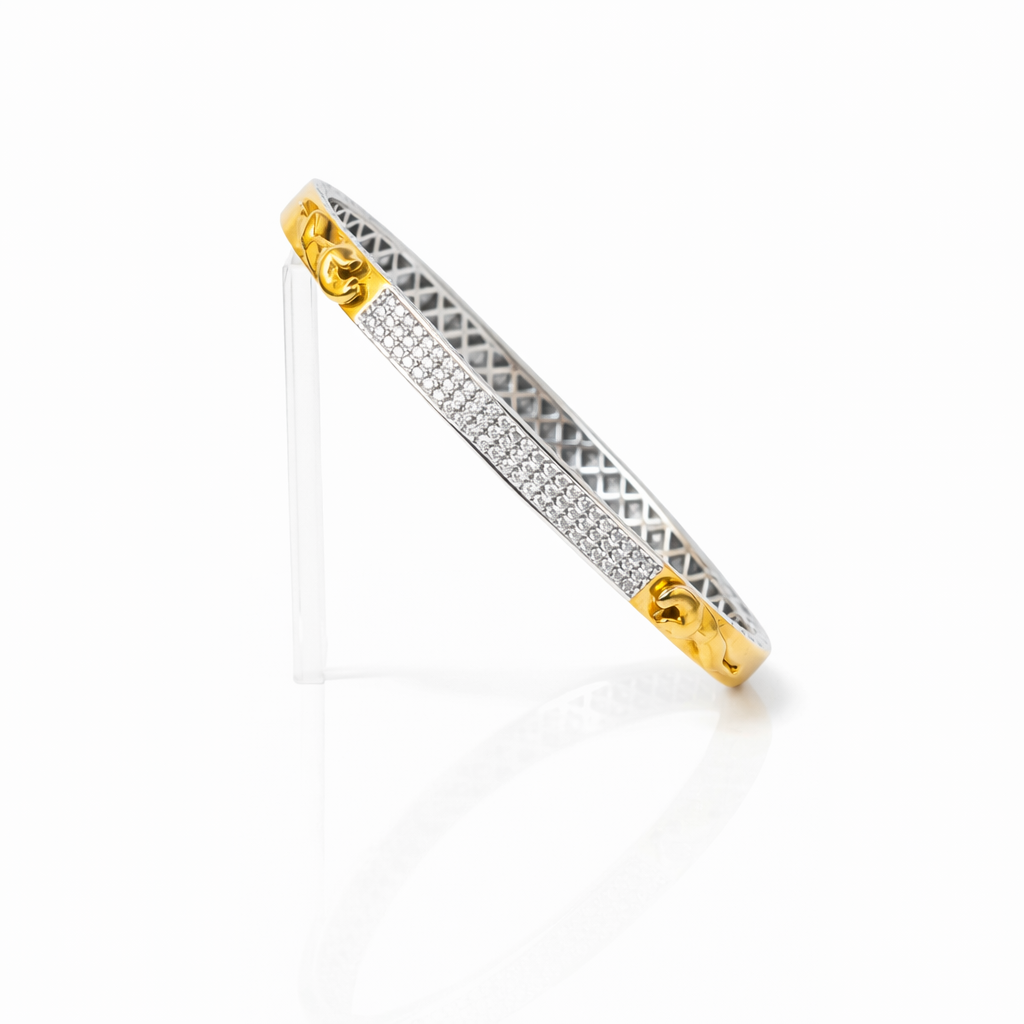 Gents Silver Jaguar logo Two tone Kada Zaviraa 1