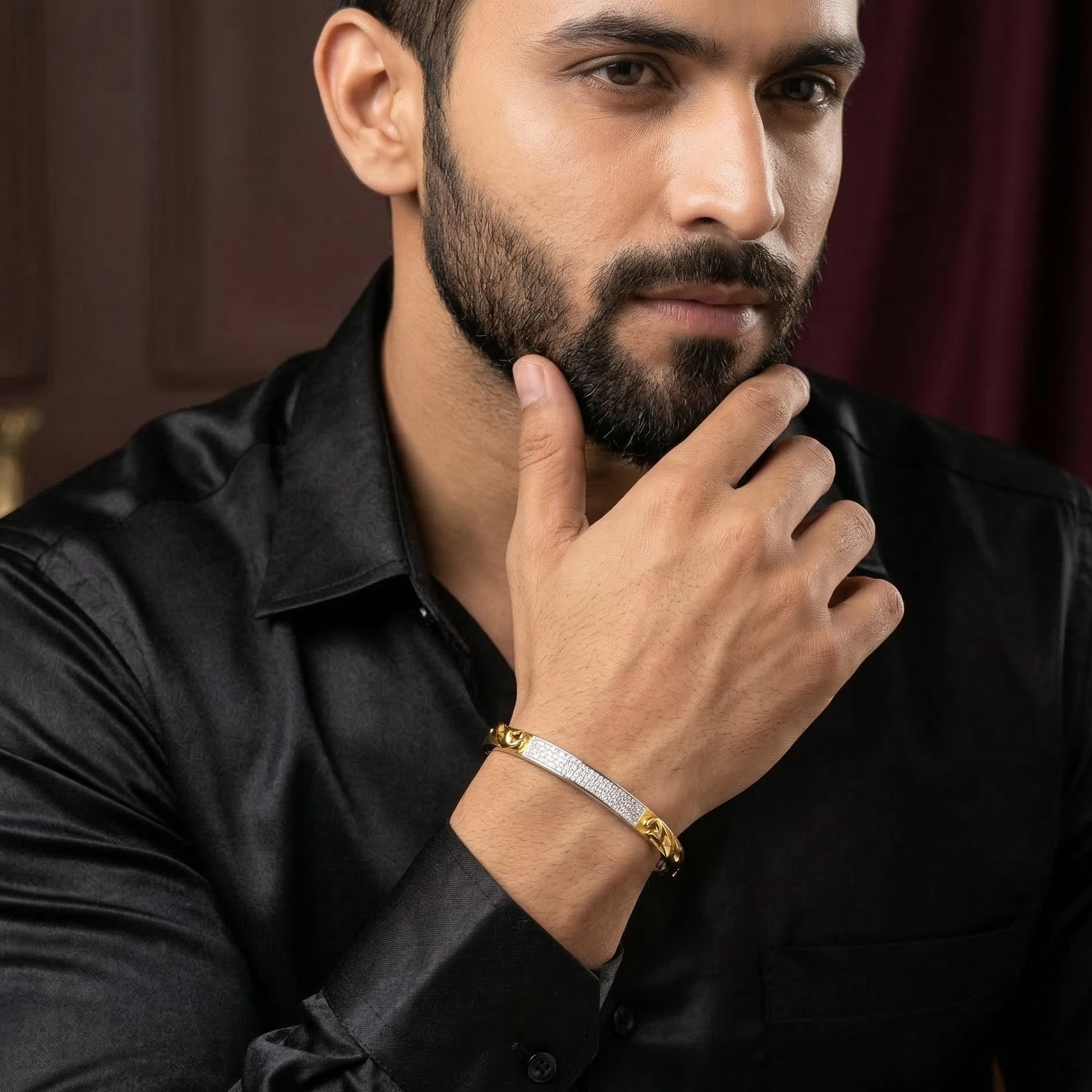 Gents Silver Jaguar logo Two tone Kada Zaviraa 2