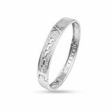 Men's 925 Silver CZ Modern Pattern Designer Kada | Zaviraa