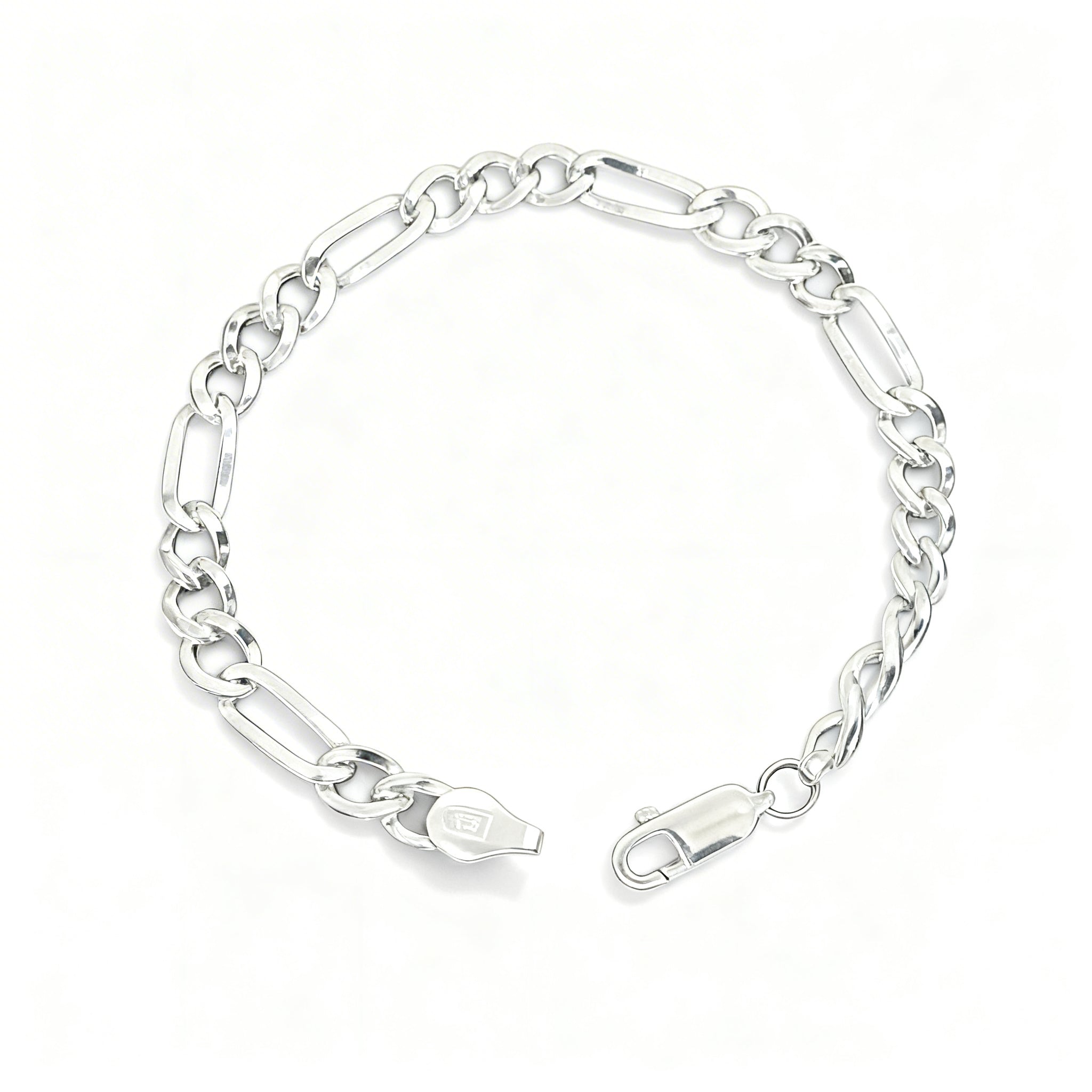 Gents Silver Oval Shape Link Bracelet Zaviraa 1